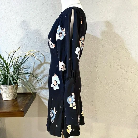 EUC Free People SunShadows Black Floral Dress, 4 - Picture 5 of 15